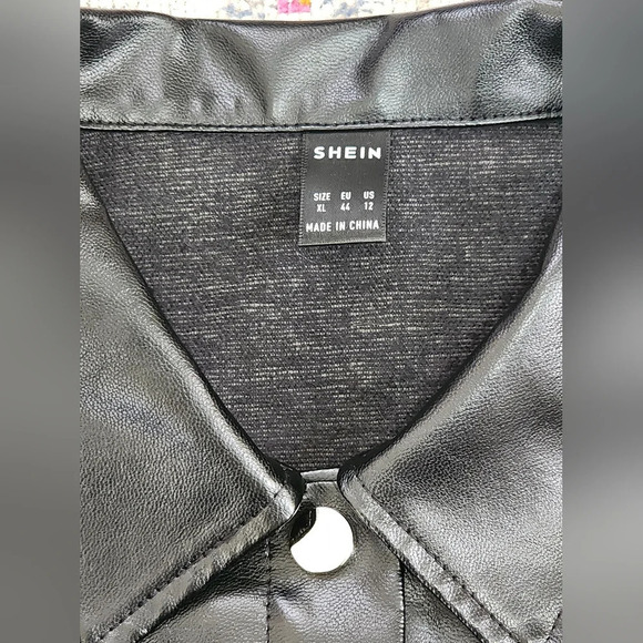 Shein Women's Black Cropped  PU Leather Jacket, XLg - Picture 3 of 13